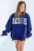 Jesus Mixed Pattern Embroidered Patch Mock Neck Sweatshirt