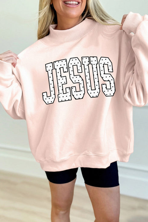 Jesus Polka Dot Mock Neck Tunic Sweatshirt