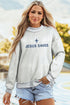 Jesus Saves Embroidered Exposed Seam Mock Neck Baggy Sweatshirt