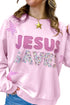 Jesus Saves Gingham Star Patchwork Applique Seam Pullover Sweatshirt