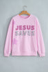 Jesus Saves Gingham Star Patchwork Applique Seam Pullover Sweatshirt