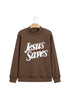 Jesus Saves Slogan Print Stand Neck Baggy Sweatshirt