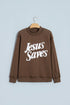 Jesus Saves Slogan Print Stand Neck Baggy Sweatshirt