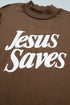 Jesus Saves Slogan Print Stand Neck Baggy Sweatshirt