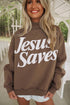 Jesus Saves Slogan Print Stand Neck Baggy Sweatshirt
