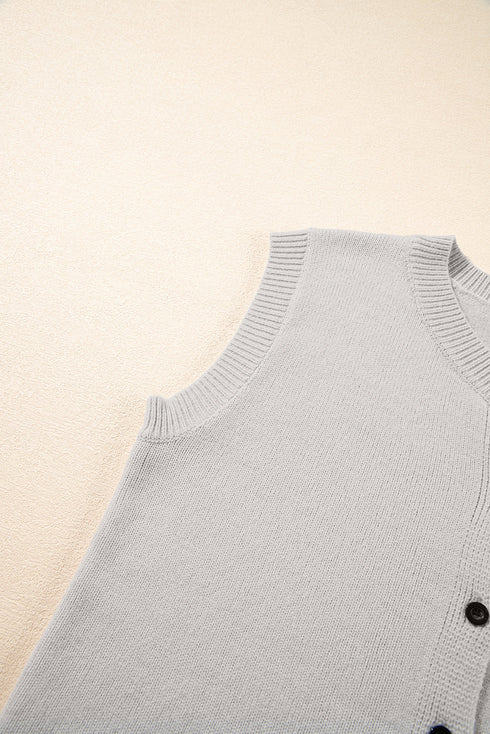 Jet Stream Button Up O Neck Sweater Vest