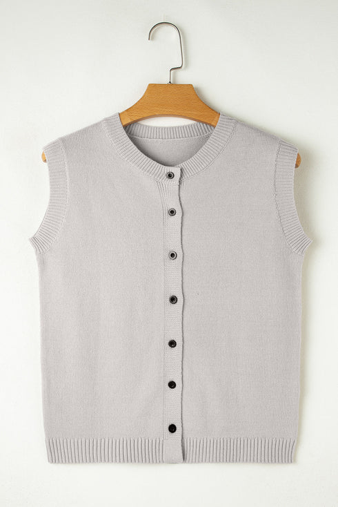 Jet Stream Button Up O Neck Sweater Vest