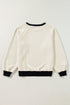 Jet Stream Color Block Edge Raglan Sleeve Crew Neck Textured Top