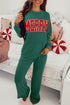 Jolly Corded Letter Print Long Sleeve Pockets Pants Set