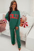 Jolly Corded Letter Print Long Sleeve Pockets Pants Set