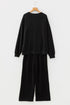 Jolly Corded Letter Print Long Sleeve Pockets Pants Set