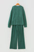 Jolly Corded Letter Print Long Sleeve Pockets Pants Set