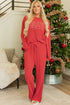 Jolly Corded Letter Print Long Sleeve Pockets Pants Set