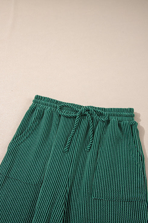 Jolly Corded Letter Print Long Sleeve Pockets Pants Set