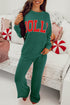 Jolly Corded Letter Print Long Sleeve Pockets Pants Set
