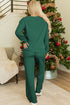 Jolly Corded Letter Print Long Sleeve Pockets Pants Set