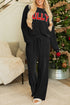 Jolly Corded Letter Print Long Sleeve Pockets Pants Set