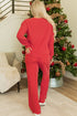 Jolly Corded Letter Print Long Sleeve Pockets Pants Set