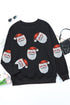 Jolly Santa Motif Crew Neck Holiday Sweatshirt