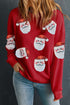 Jolly Santa Motif Crew Neck Holiday Sweatshirt
