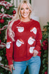 Jolly Santa Motif Crew Neck Holiday Sweatshirt