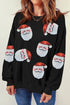 Jolly Santa Motif Crew Neck Holiday Sweatshirt