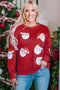 Jolly Santa Motif Crew Neck Holiday Sweatshirt