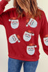 Jolly Santa Motif Crew Neck Holiday Sweatshirt