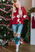 Jolly Santa Motif Crew Neck Holiday Sweatshirt