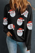 Jolly Santa Motif Crew Neck Holiday Sweatshirt