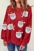 Jolly Santa Motif Crew Neck Holiday Sweatshirt