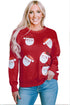 Jolly Santa Motif Crew Neck Holiday Sweatshirt