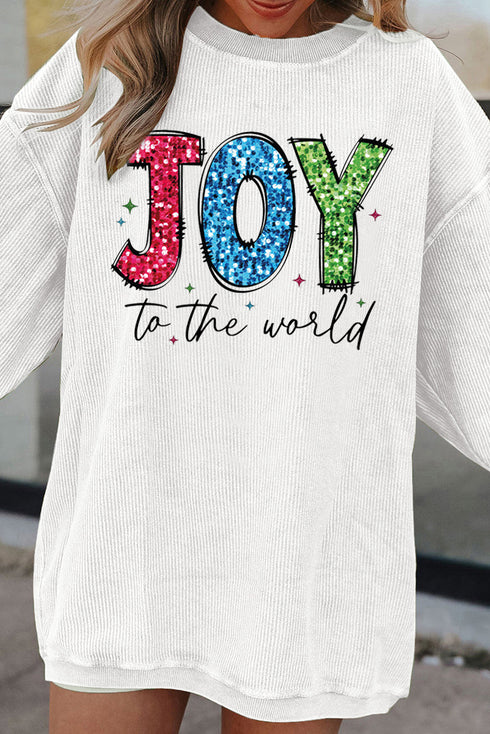 Joy To The World Graphic Corded Sweatshirt
