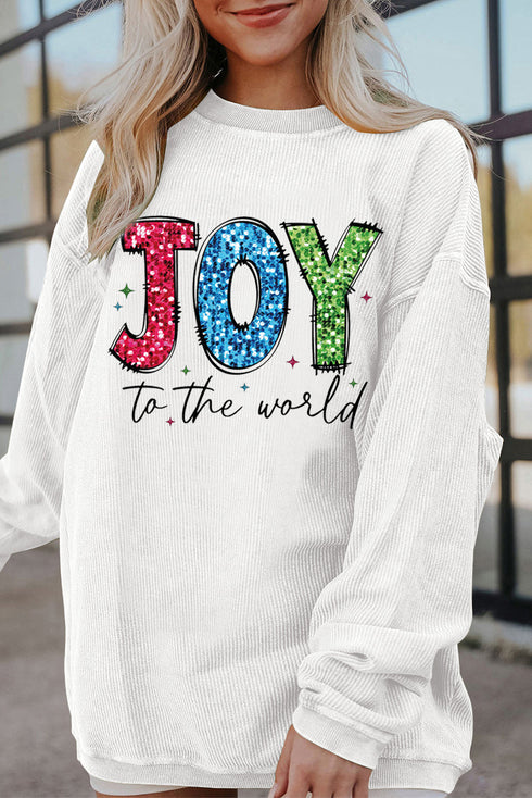 Joy To The World Graphic Corded Sweatshirt