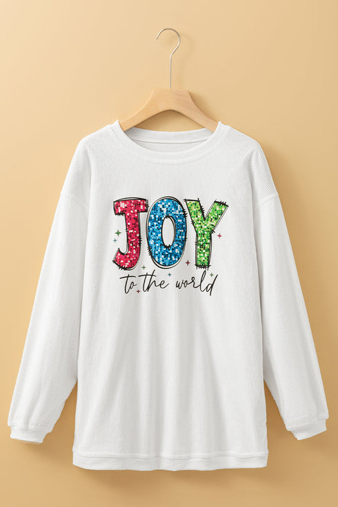 Joy To The World Graphic Corded Sweatshirt