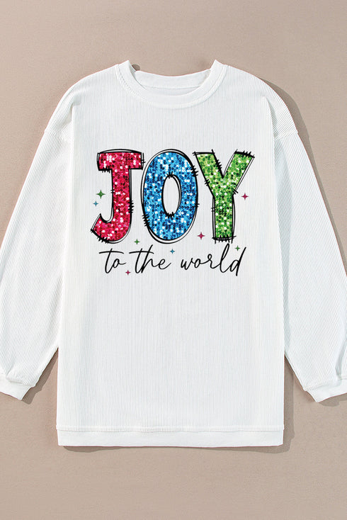 Joy To The World Graphic Corded Sweatshirt