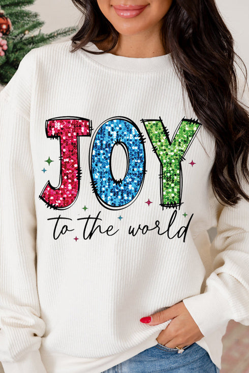 Joy To The World Graphic Corded Sweatshirt