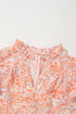 Joyful Blossoms Floral Ruffle Sleeve Split Neck Flowy Blouse