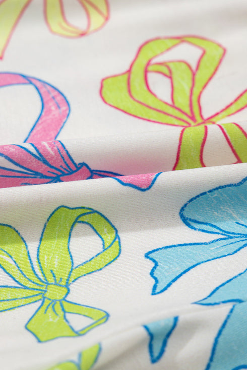 Joyful Bow Print Elastic Pull On Everyday Shorts