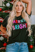 Joyful Slogan Print Short Sleeve Graphic Tee Shirt