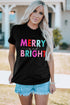 Joyful Slogan Print Short Sleeve Graphic Tee Shirt