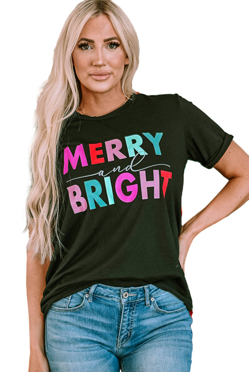 Joyful Slogan Print Short Sleeve Graphic Tee Shirt