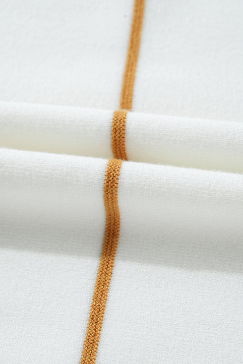 Joyful Stripes Drop Shoulder Knit Short Sleeve Sweater