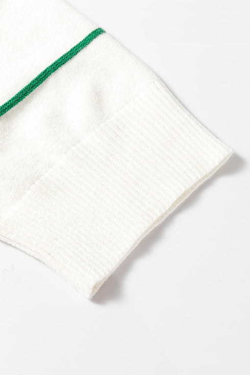 Joyful Stripes Drop Shoulder Knit Short Sleeve Sweater