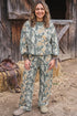 Jungle Camouflage Ribbed Trim Long Sleeve Lounge Set