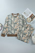 Jungle Camouflage Ribbed Trim Long Sleeve Lounge Set