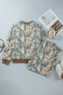 Jungle Camouflage Ribbed Trim Long Sleeve Lounge Set
