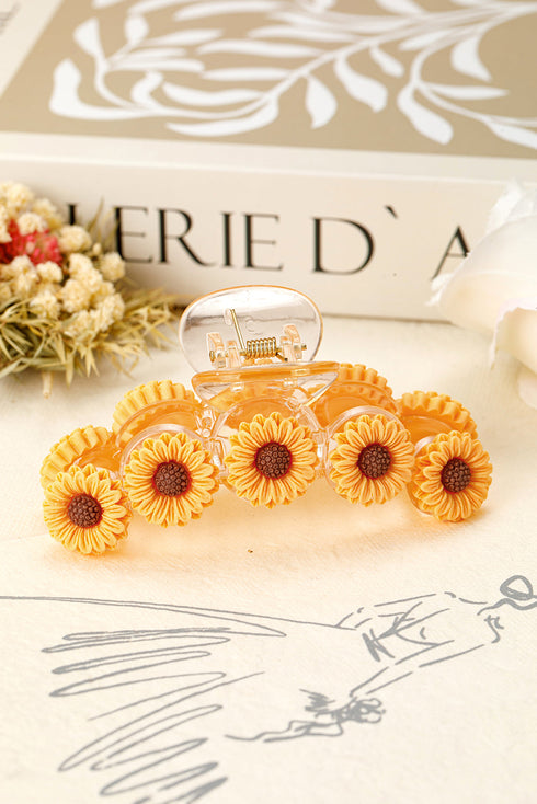 Jurassic Motif And Sunflower Resin Hair Claw Clip