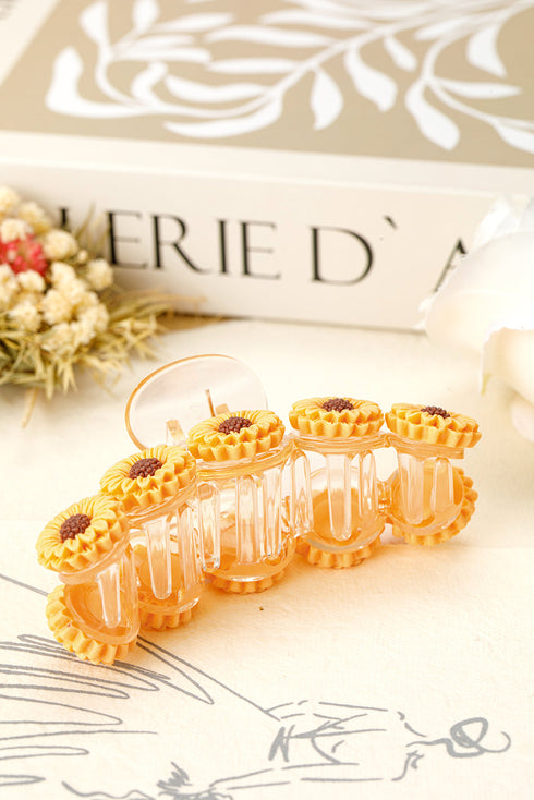 Jurassic Motif And Sunflower Resin Hair Claw Clip