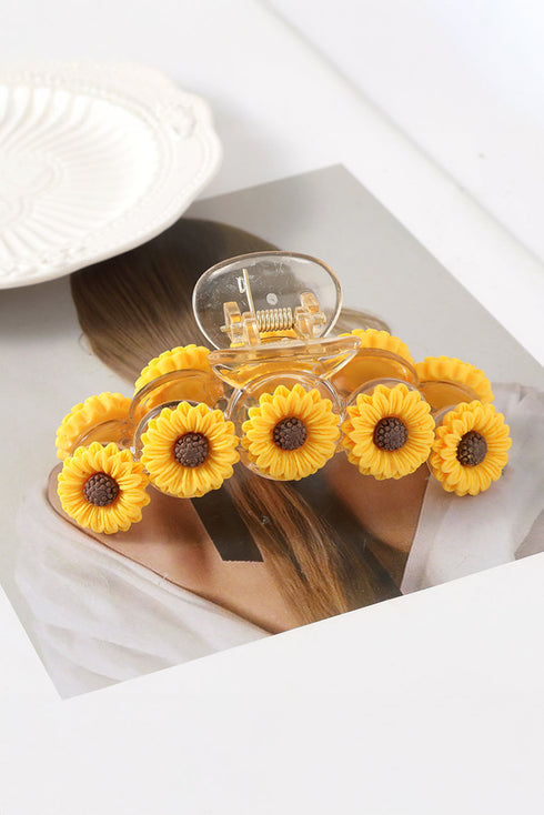 Jurassic Motif And Sunflower Resin Hair Claw Clip